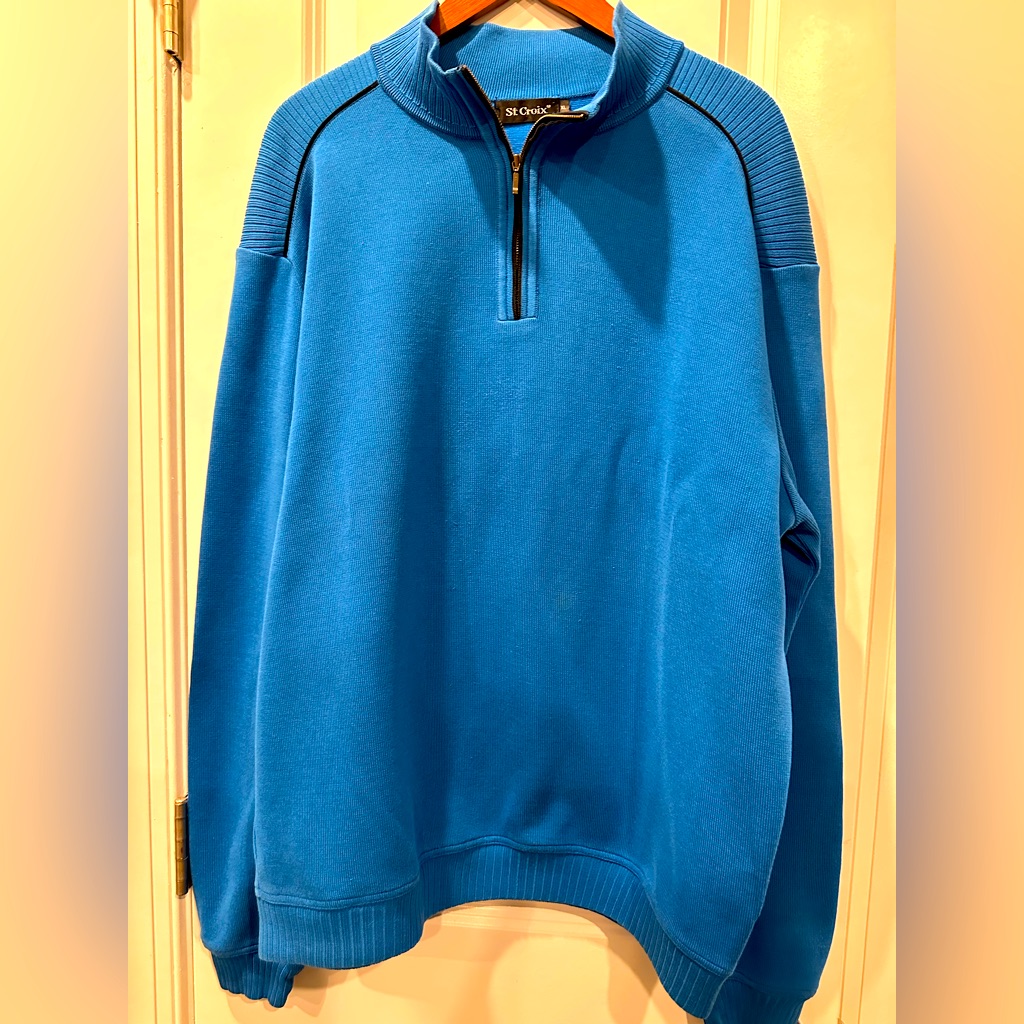 St. Croix Men’s Bright Blue Half-Zip Sweater, Size Xl